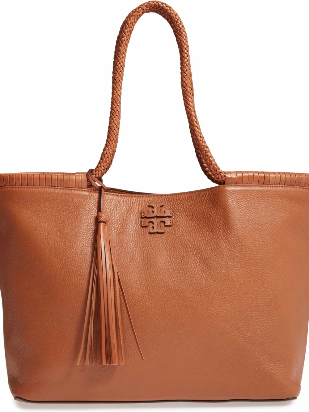 Tory Burch Taylor Leather Tote with Tassel, Cognac - Picture 8 of 13